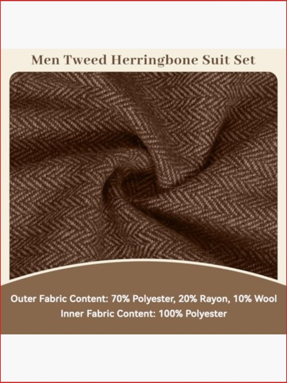 Slim Fit Double Breasted Herringbone Tweed 2 Piece Suit Set - Picture 2 of 7